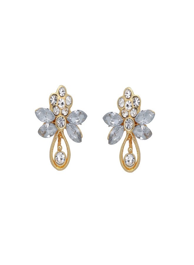 Estele Gehena - Gold Tone White Flower Butterfly Stud Earrings For Women, Girls - Image 1