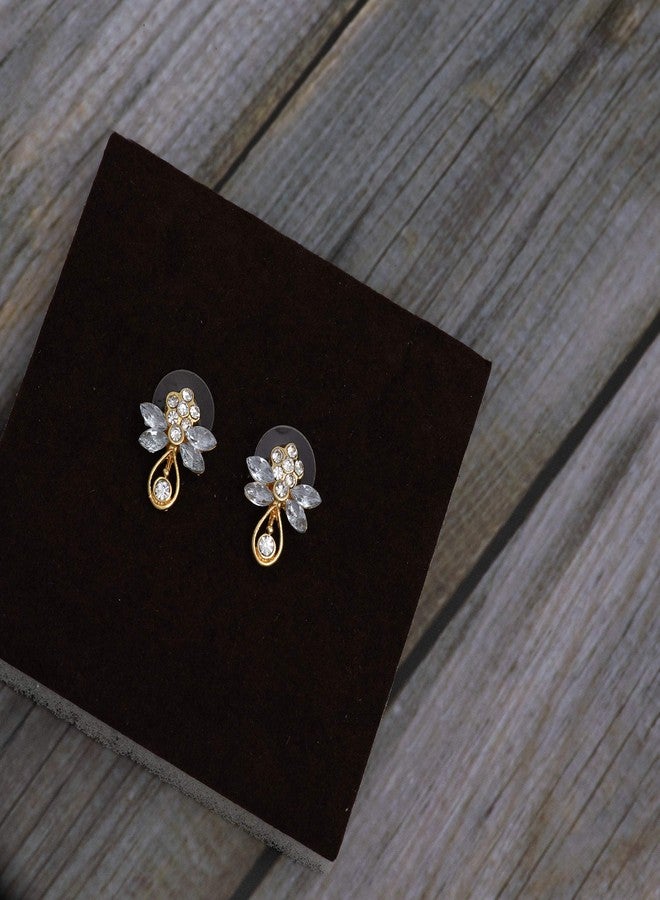 Estele Gehena - Gold Tone White Flower Butterfly Stud Earrings For Women, Girls - Image 3