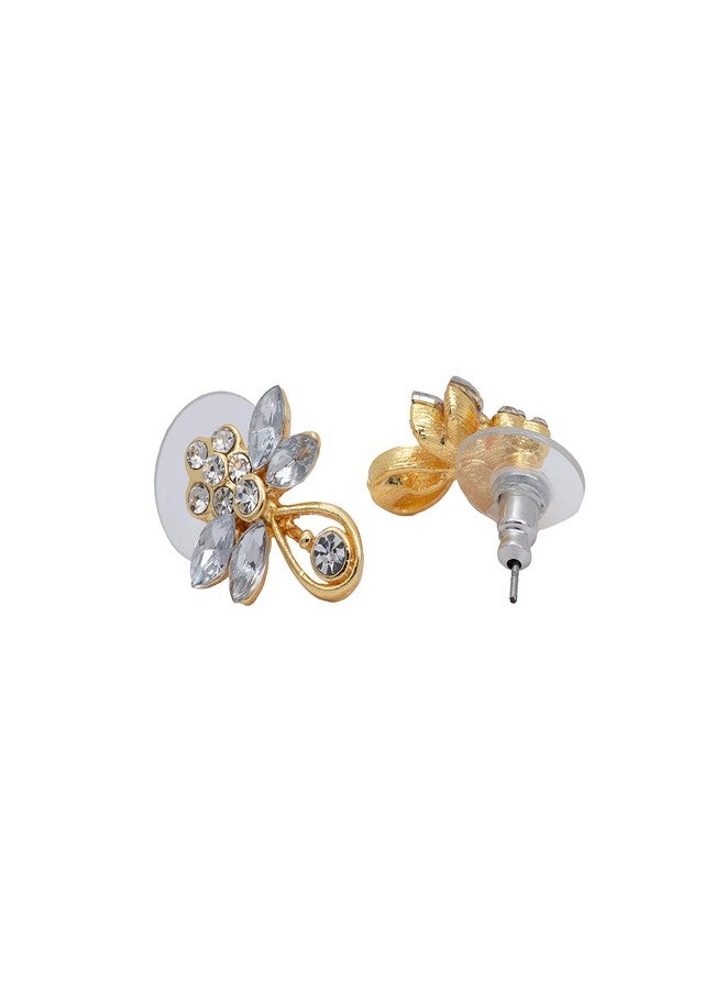Estele Gehena - Gold Tone White Flower Butterfly Stud Earrings For Women, Girls - Image 5