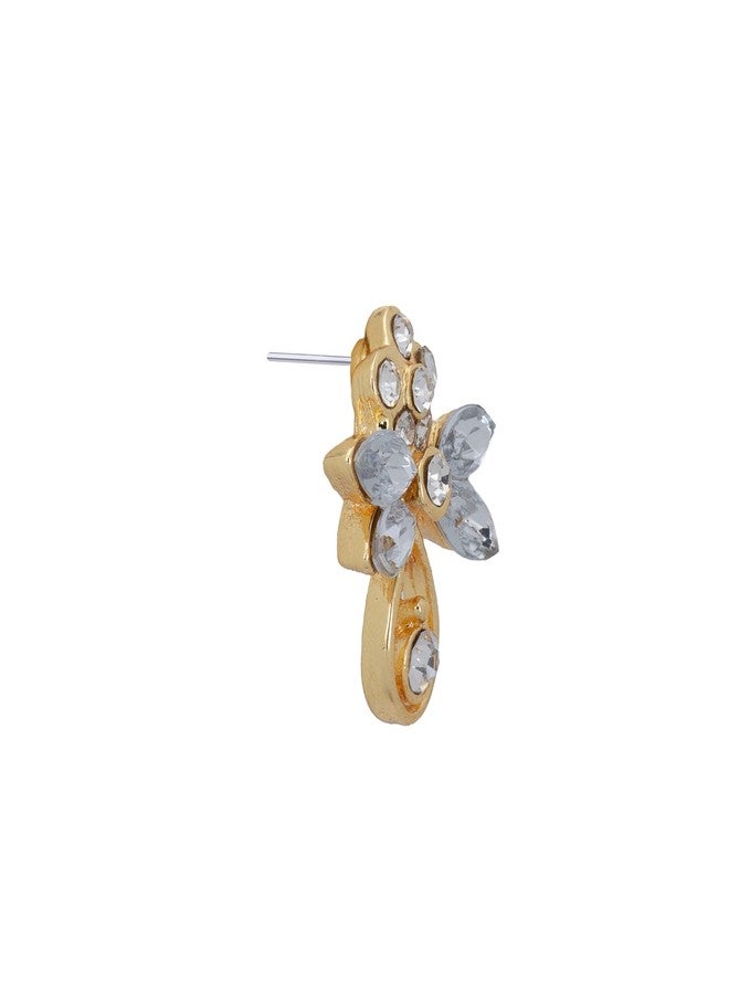Estele Gehena - Gold Tone White Flower Butterfly Stud Earrings For Women, Girls - Image 4