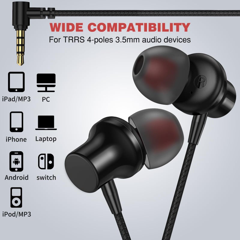 ASKUBSKU 3.5mm Headphones 5.9 ft Long Cord Wired Earbuds with Microphone Noise Cancelling Earphone HiFi Stereo Clear Call Volume Control Plug in 3.5mm Jack Wired Ear Buds for Laptop Chromebook PC - Image 3