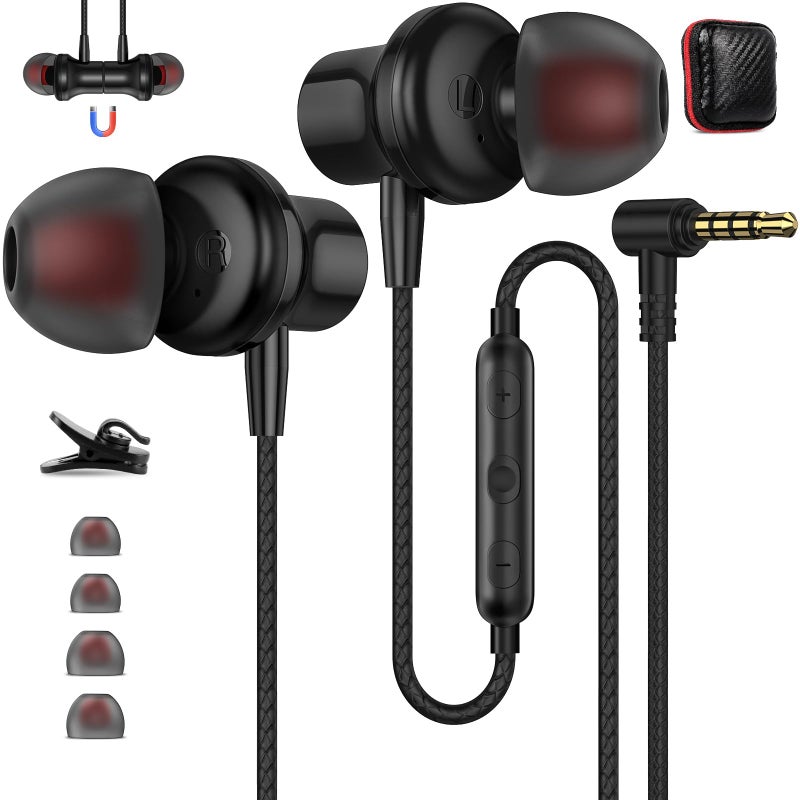 ASKUBSKU 3.5mm Headphones 5.9 ft Long Cord Wired Earbuds with Microphone Noise Cancelling Earphone HiFi Stereo Clear Call Volume Control Plug in 3.5mm Jack Wired Ear Buds for Laptop Chromebook PC - Image 1