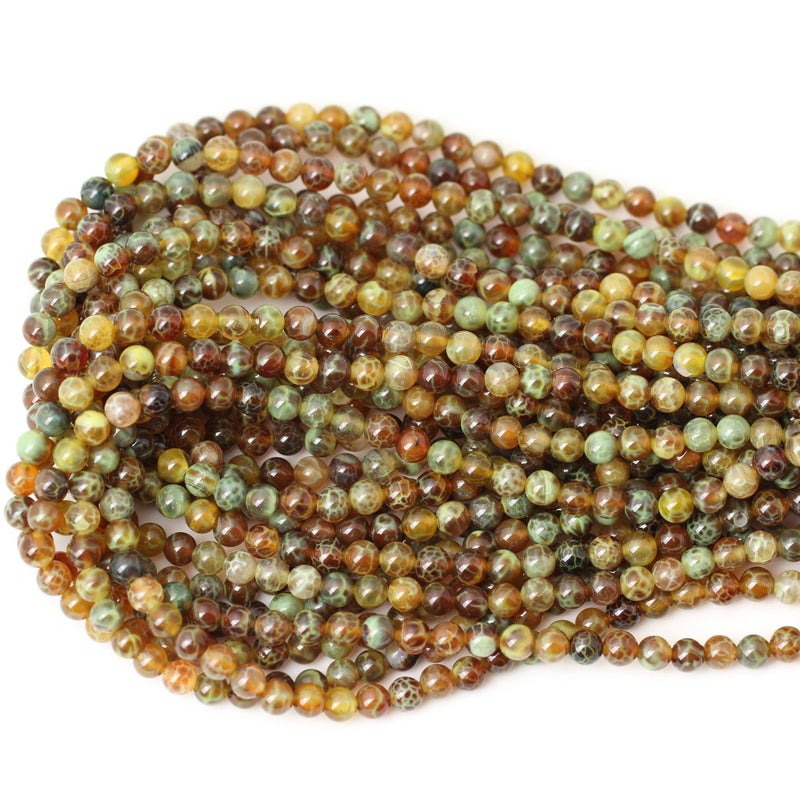 Cheavian 60Pcs 6Mm Antique Style Dragon Vein Agate Gemstone Round Loose Beads For Jewelry Making - Image 2