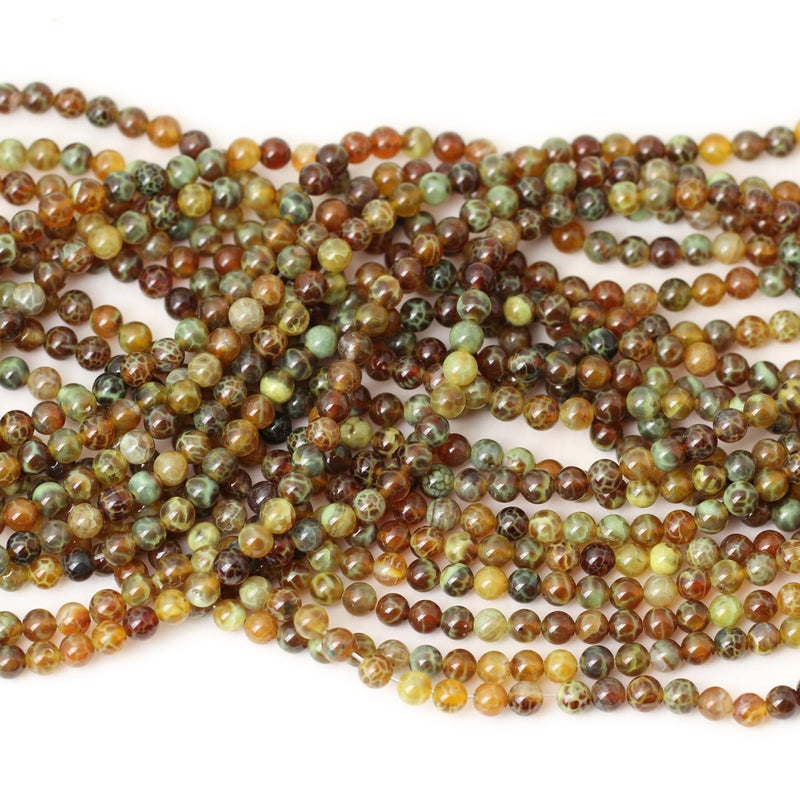 Cheavian 60Pcs 6Mm Antique Style Dragon Vein Agate Gemstone Round Loose Beads For Jewelry Making - Image 5