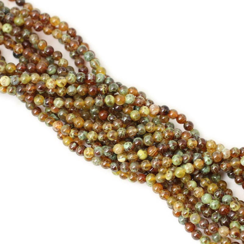 Cheavian 60Pcs 6Mm Antique Style Dragon Vein Agate Gemstone Round Loose Beads For Jewelry Making - Image 3