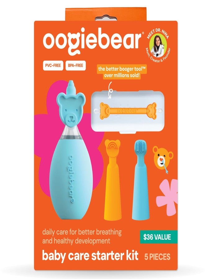 oogiebear Baby Care Starter Kit, 5-Piece All-in-One Set Includes Nasal Bulb Aspirator, Booger Picker w/ Case, Tongue Scraper & Finger Brush - Image 1
