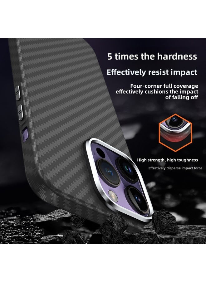 Generic - Carbon Fiber Kevlar For Iphone15Promax Phone Case For Iphone 16 Metal 13 Drop-resistant 12 Protective Case-Color:Black Metal Frame-Applicable Model:For Iphone13Pro - Image 1