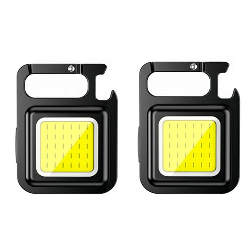DOTCOM Mini LED Flashlight Keychain Light Multifunctional Portable COB Camping Flashlights USB Charging Work Lights Fishing Lanterna（2 Pack） - Image 1