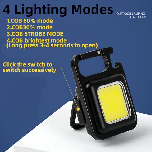 DOTCOM Mini LED Flashlight Keychain Light Multifunctional Portable COB Camping Flashlights USB Charging Work Lights Fishing Lanterna（2 Pack） - Image 5