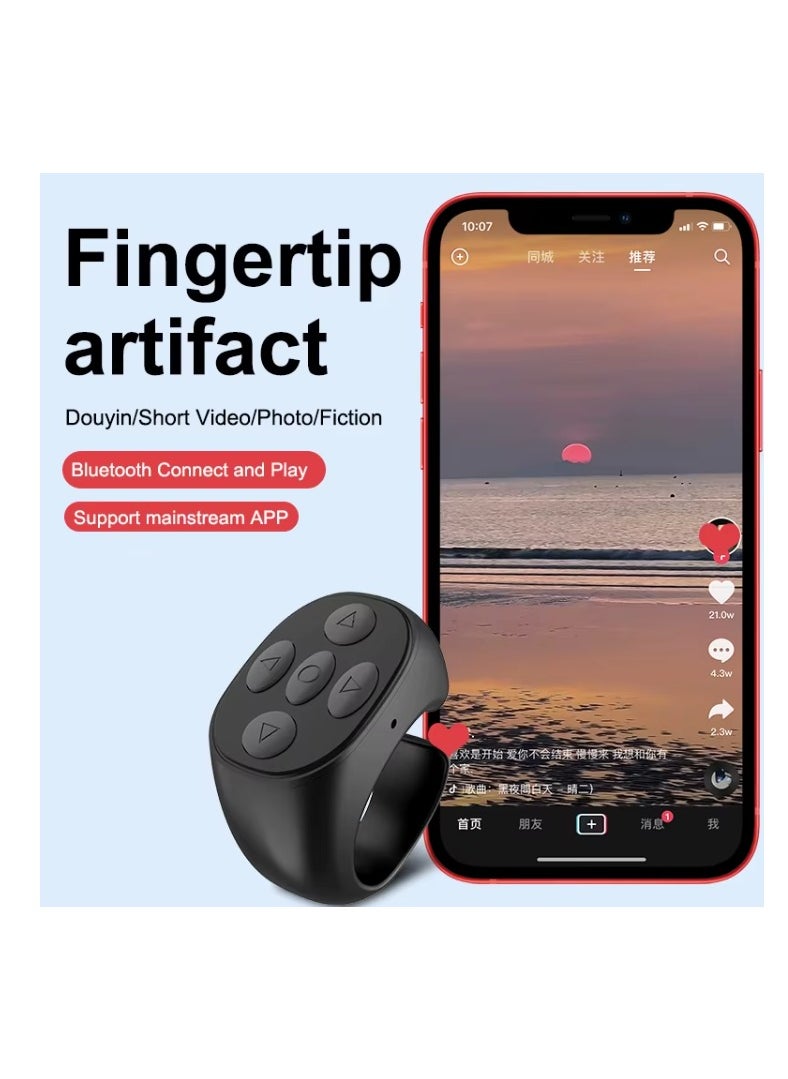 Rechargeable Scrolling Button Ring – Stylish Bluetooth Remote Ring with Charging Case for iPhone & Android  - Image 3