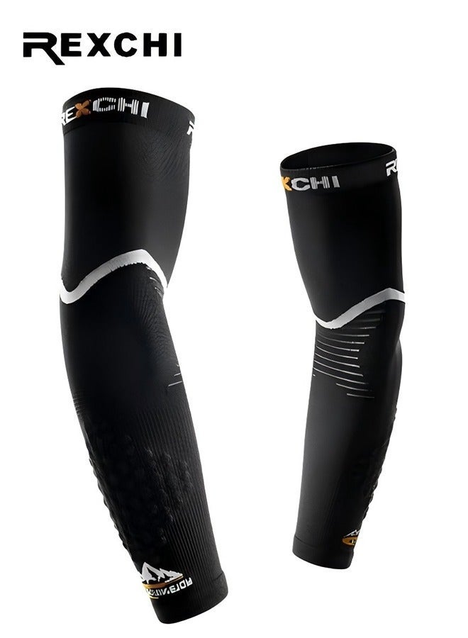 REXCHI Men's And Women's Compression Arm Sleeves Elbow Pads Breathable Moisture Wicking Basketball Outdoor Arm Protection Support - Image 1