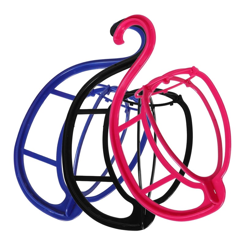 3pcs Hanging Wig Stand Rack Portable Detachable Closet Wig Hangers Multi-use Storage Holder for Travel and Household Use with Black Blue and Rose Red Frames - Image 1