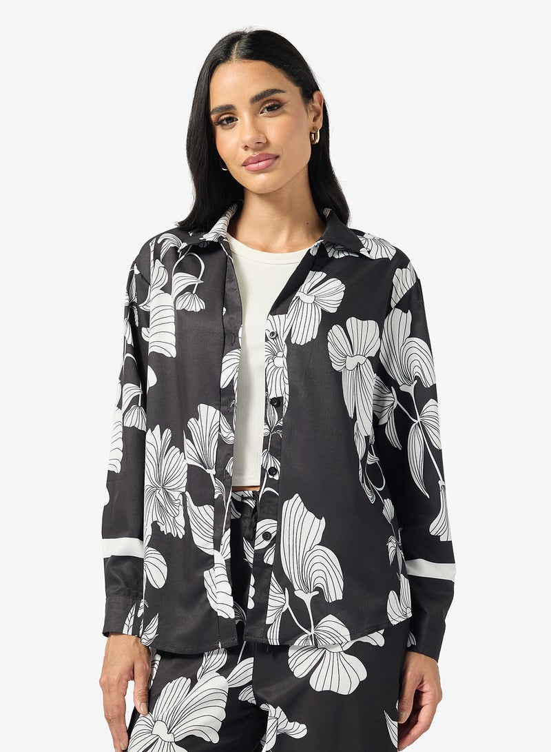 جينجر طقم قميص وبنطلون واسعين بطبعة زهور - Image 3