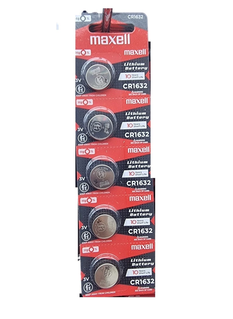 Maxell 5-Piece CR1632 Lithium Batteries Set Silver