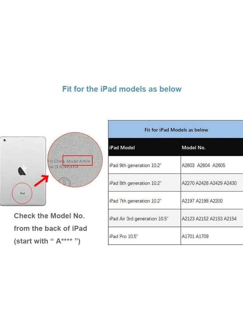 راكسوم جراب ذكي ناعم مع حامل قلم رصاص قابل للطي متوافق مع iPad 10.2 بوصة الجيل التاسع / الثامن / السابع 2021/2020/2019، iPad Air الجيل الثالث، iPad Pro 10.5 بوصة (أسود مع شفاف غير لامع) - Image 5