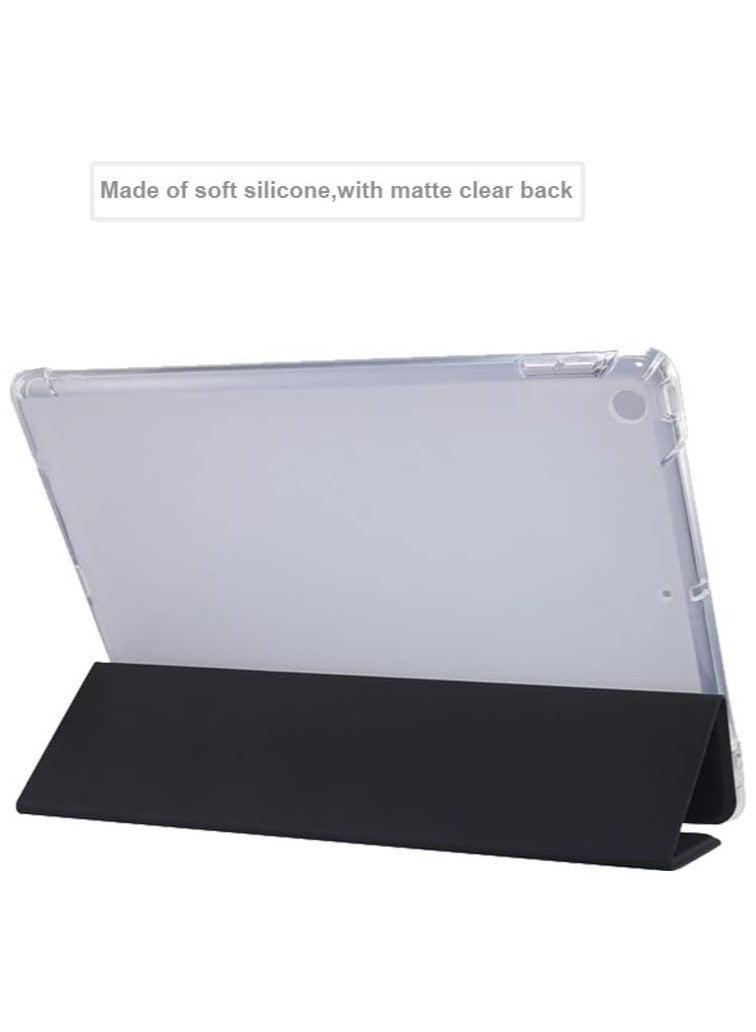 راكسوم جراب ذكي ناعم مع حامل قلم رصاص قابل للطي متوافق مع iPad 10.2 بوصة الجيل التاسع / الثامن / السابع 2021/2020/2019، iPad Air الجيل الثالث، iPad Pro 10.5 بوصة (أسود مع شفاف غير لامع) - Image 2