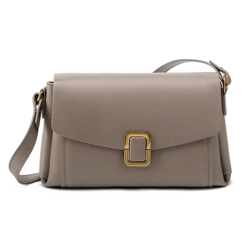 MoreFarther Genuine Leather Crossbody Bag for Women, Removable Satchel Adjustable Shoulder Bag (Light Grey) - Image 1