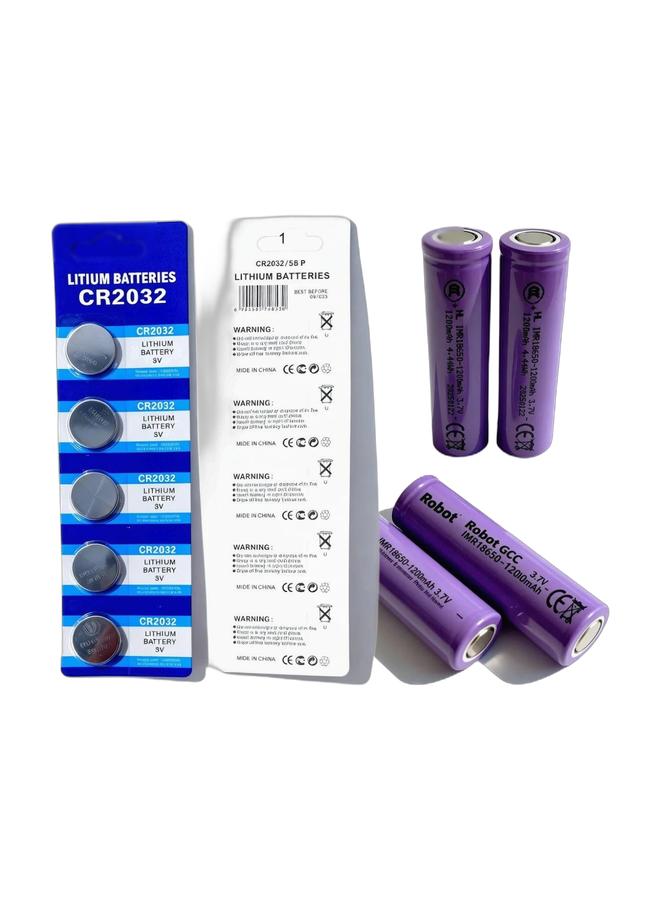 robotgcc CR2032 3 V Coin Lithium Battery | Long Shelf Life & Stable Voltage with Low Self-Discharge | Universal 5-Pack Blister | For Remotes, PC CMOS, Glucometers & Candles | CE / RoHS Approv & 18650 Rechargeable Li-ion Battery Pack 3.7V True 4800mAh Cells | Flat-Top High Drain Lithium Battery for Arduino Robots, IoT Devices, LED Lighting & STEM Labs | Safe Power for Smart Car Kits, Sensors & Microcontrollers | UN38.3 IEC62133 CE Certified Durable Eco-Friendly Pack Bundle - Image 1