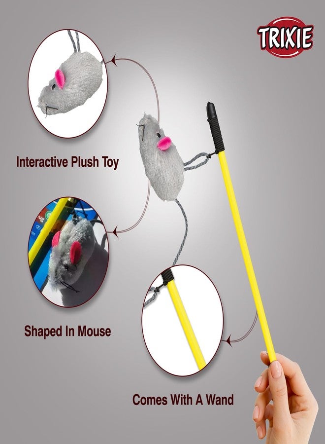 TRIXIE Playing Rod Toy with Plush Mouse, Catnip Infused Interactive Teaser Wand, Perfect for Exercise & Training, Fun for Kittens & Adult Cats, 50 cm (Multicolor, Get Any 2 Color) - Pack of 2 - Image 4