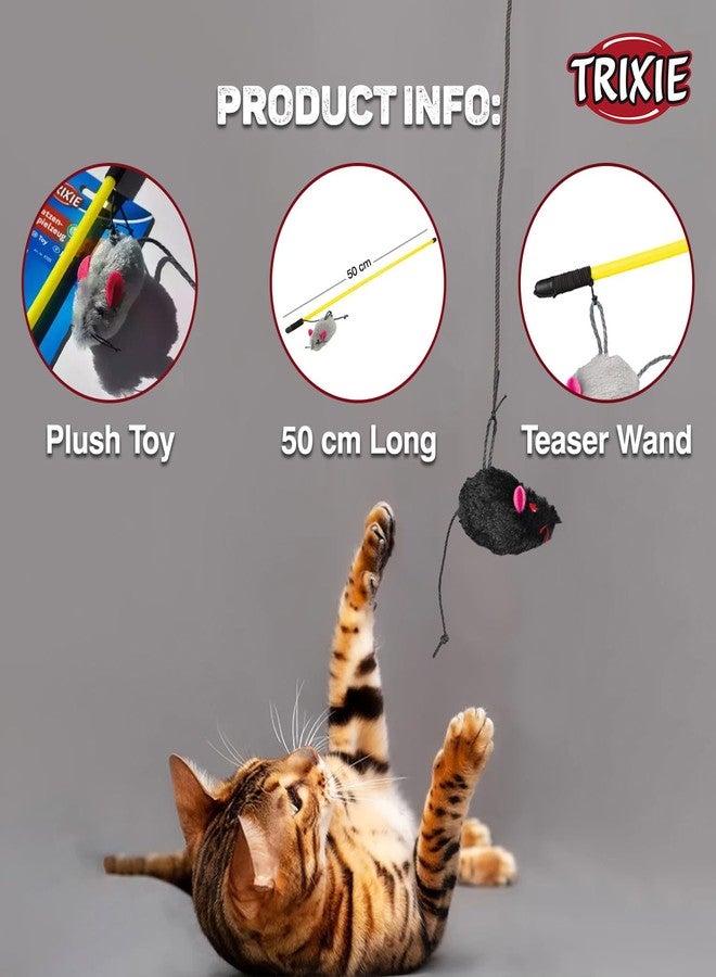 TRIXIE Playing Rod Toy with Plush Mouse, Catnip Infused Interactive Teaser Wand, Perfect for Exercise & Training, Fun for Kittens & Adult Cats, 50 cm (Multicolor, Get Any 2 Color) - Pack of 2 - Image 3