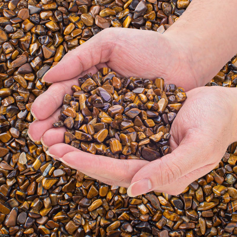 EZEELAI 0.5 Lb/230g Crystal Chips Tumbled Polished Natural Tiger Eye Gravel Stones, Irregular Shaped Healing Stones Gravel Pebble for Crafts, Vases Filler and Fish Turtle Tank Decorations - Image 1