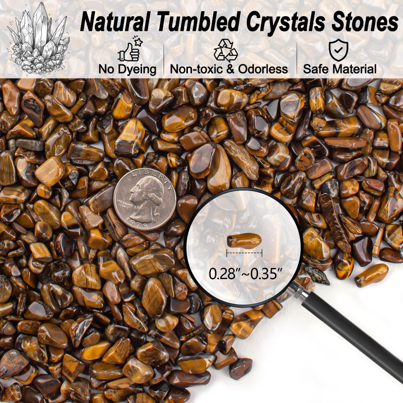 EZEELAI 0.5 Lb/230g Crystal Chips Tumbled Polished Natural Tiger Eye Gravel Stones, Irregular Shaped Healing Stones Gravel Pebble for Crafts, Vases Filler and Fish Turtle Tank Decorations - Image 2