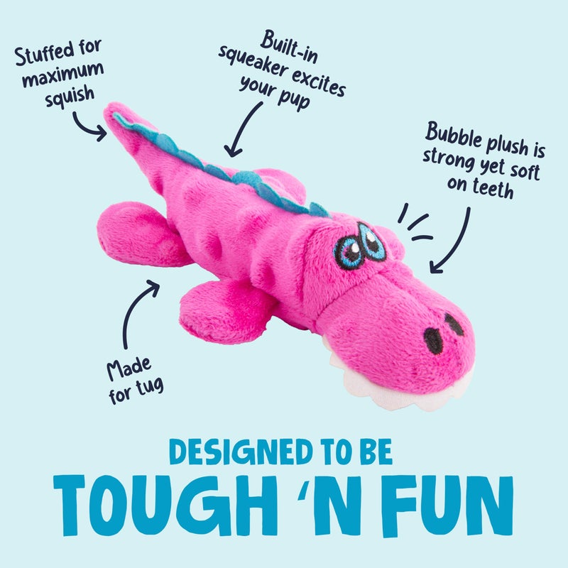 goDog Just For Me Gators Squeaky Plush Dog Toy, Chew Guard Technology - Pink, Mini - Image 2