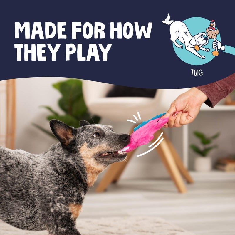 goDog Just For Me Gators Squeaky Plush Dog Toy, Chew Guard Technology - Pink, Mini - Image 5