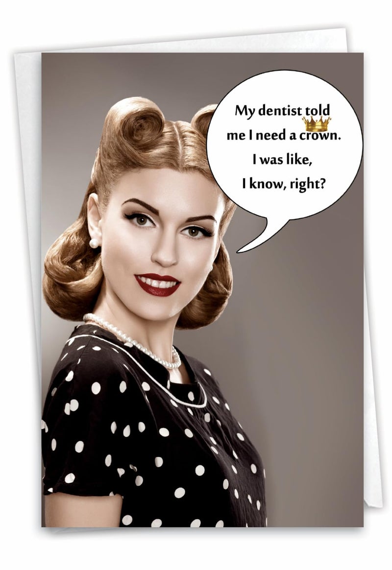 NobleWorks -1 Funny Birthday Greeting Card for Women, Mother, Wife, Sister, Girlfriend with 5 x 7 Inch Envelope (1 Card) Humor Princesses Notecard for Her, Needs A Crown Birthday 5581 - Image 1