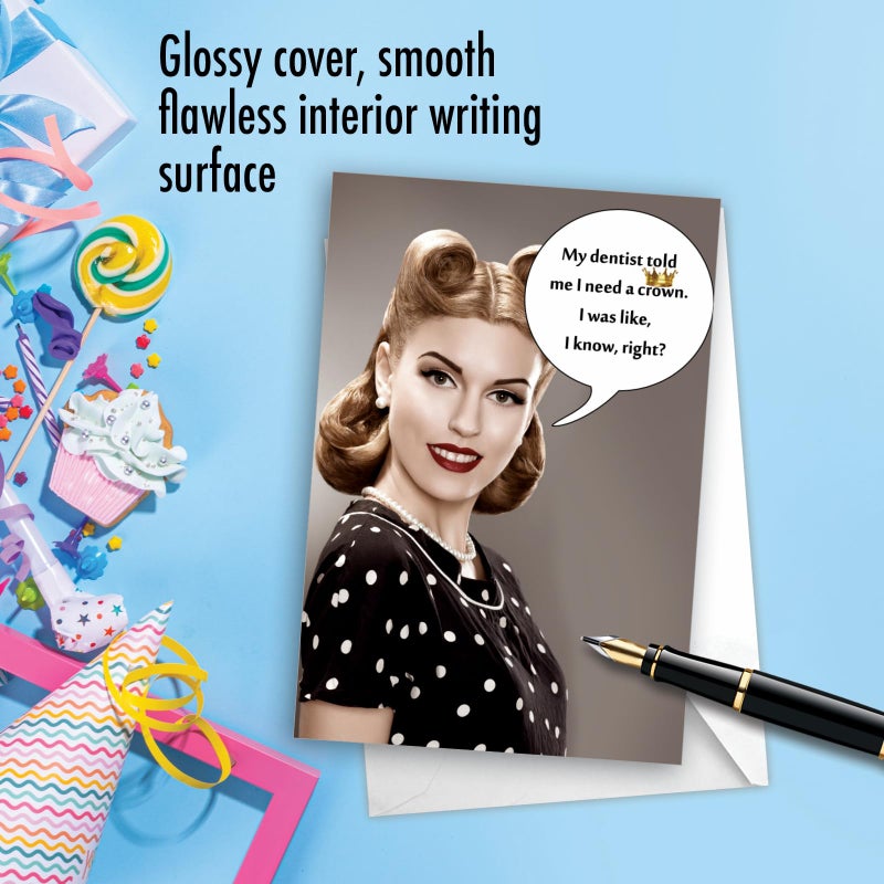 NobleWorks -1 Funny Birthday Greeting Card for Women, Mother, Wife, Sister, Girlfriend with 5 x 7 Inch Envelope (1 Card) Humor Princesses Notecard for Her, Needs A Crown Birthday 5581 - Image 5