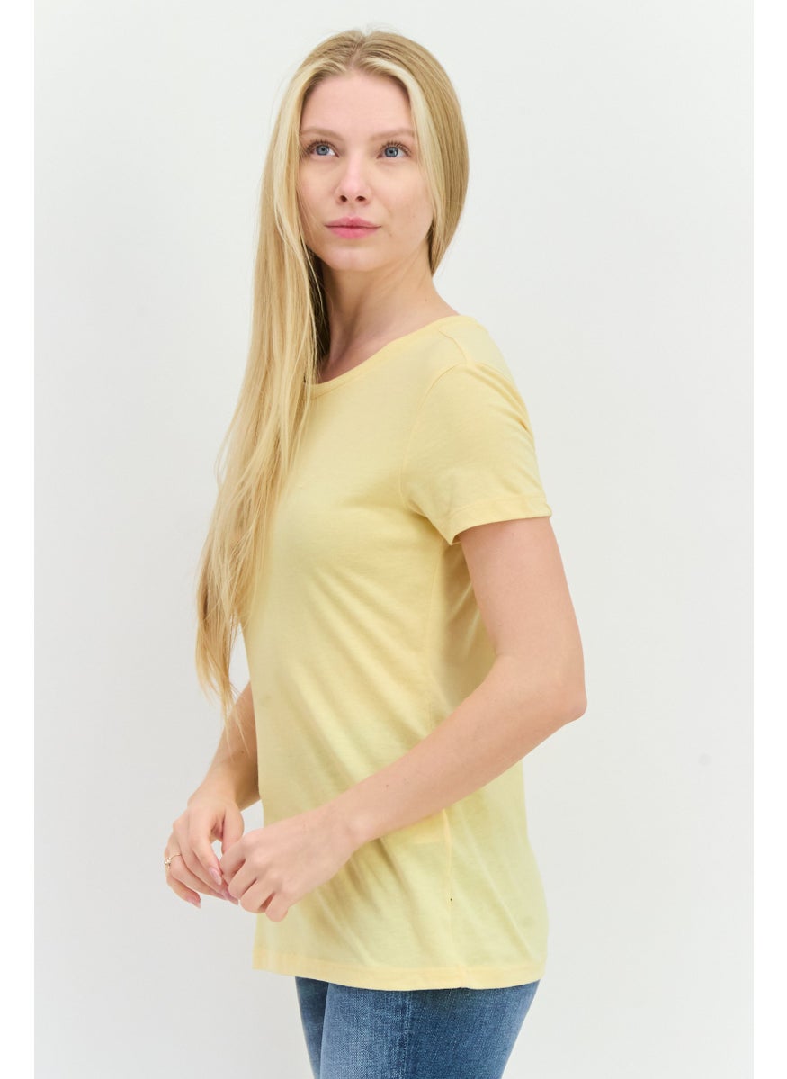 NAUTICA Women Crew Neck Short Sleeve Solid T-Shirt, Yellow  - Image 2
