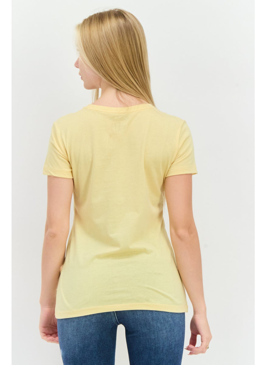 NAUTICA Women Crew Neck Short Sleeve Solid T-Shirt, Yellow  - Image 3