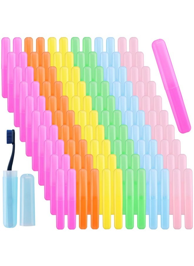 NICEMOVIC 120 Pieces Travel Toothbrush Holder, Toothbrush Travel Case Bulk, Portable Plastic Dust Proof Breathable, Toothbrush Holder For Travel Bathroom Indoor Outdoor Travel Trip Camping School  - Image 1