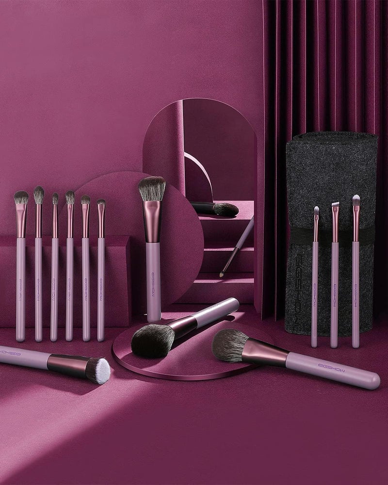 EIGSHOW Makeup Brushes, 15 Pcs Vegan Essential Makeup Brushes, High Quality Makeup Tools with Bag, Preprofessional Brushes for Beauty Lovers (Jade Purple) - Image 4