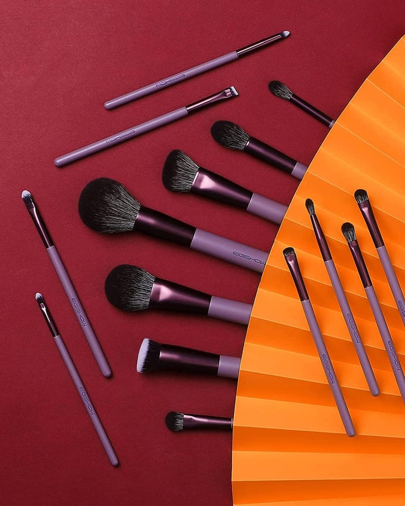 EIGSHOW Makeup Brushes, 15 Pcs Vegan Essential Makeup Brushes, High Quality Makeup Tools with Bag, Preprofessional Brushes for Beauty Lovers (Jade Purple) - Image 5