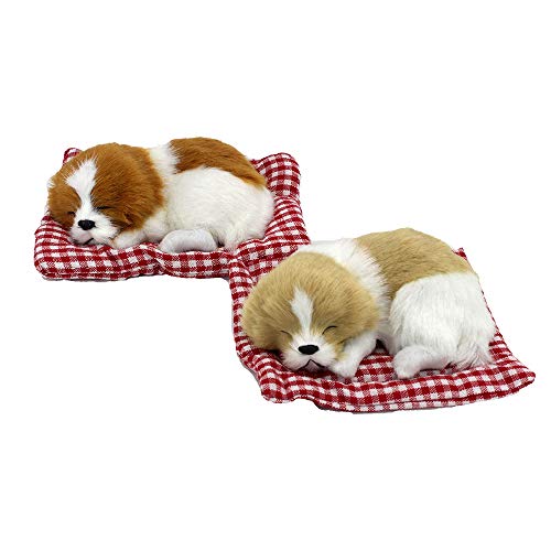 Coolayoung 2Pcs Sleeping Dogs on Pad Doll Toy, Cute Mini Puppy on Pad with Woof Sounds Decor Hand Toy Gift for Kids Boys Girls - Image 3
