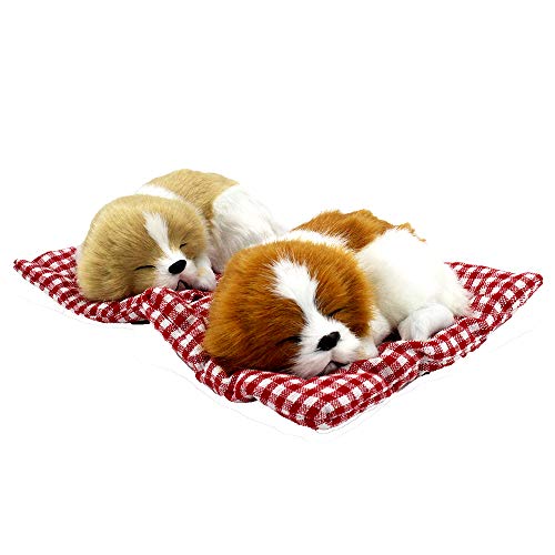 Coolayoung 2Pcs Sleeping Dogs on Pad Doll Toy, Cute Mini Puppy on Pad with Woof Sounds Decor Hand Toy Gift for Kids Boys Girls - Image 2