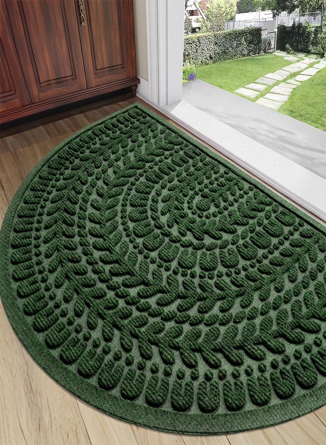 RORA Half Circle Door Mat Front Door Mat Outside Entrance Welcome Mats Outdoor Indoor Semicircular Doormat for Outdoor Half Round Door Mats for Garage Muddy Paws 24"x36" - Image 1