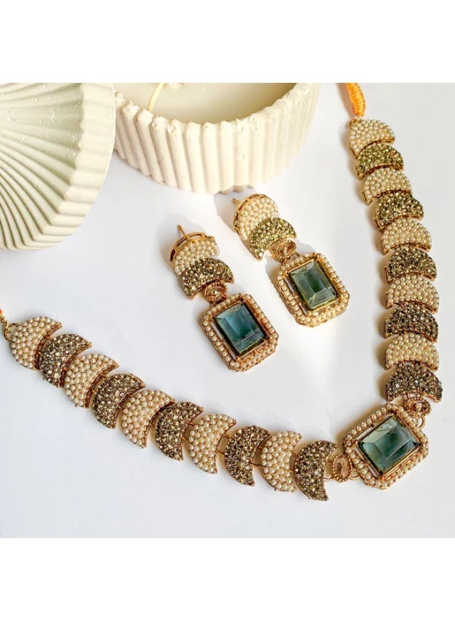 La Lueur Dur-e-Fishan Radiant Necklace Set – Women’s Fashion Jewellery with Faux Pearls & Glass Stones - Image 1