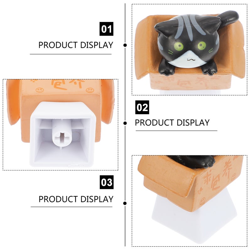 2pcs Key Caps Cat In Cardboard Box R4 Profile DIY Keyboard Keycap - Image 3