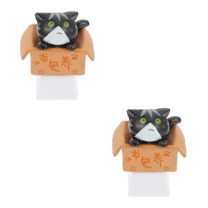 2pcs Key Caps Cat In Cardboard Box R4 Profile DIY Keyboard Keycap - Image 1