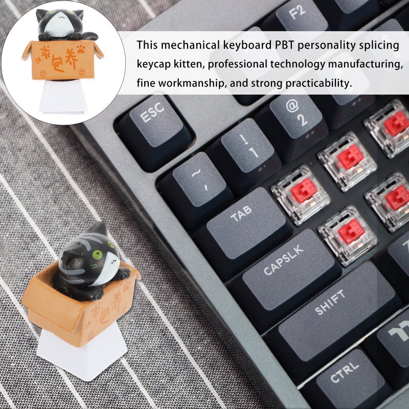 2pcs Key Caps Cat In Cardboard Box R4 Profile DIY Keyboard Keycap - Image 2