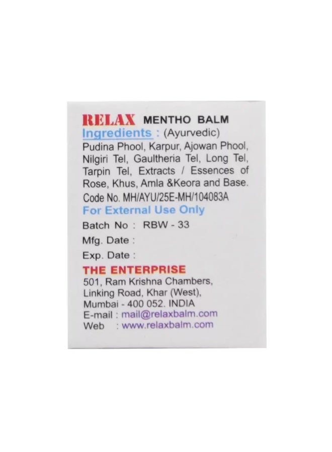 Relax Mentho Balm For Quick Relief From Headaches and Pains- 9gms - Image 4