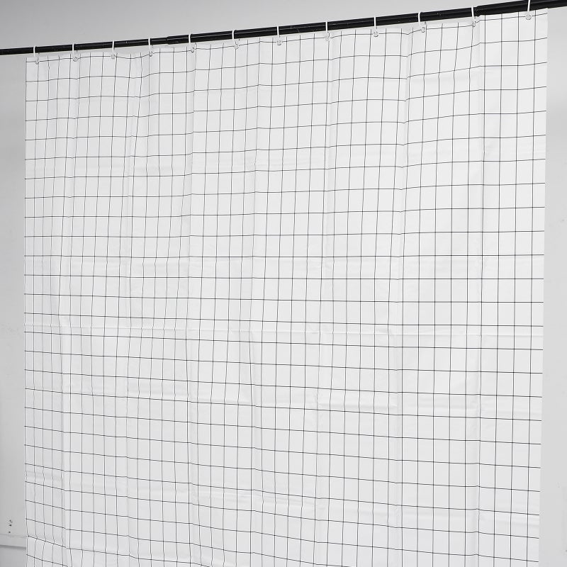 1 Set of Printed Shower Curtain Kit Printed Black and White Grid Shower Curtain Kit - Image 3
