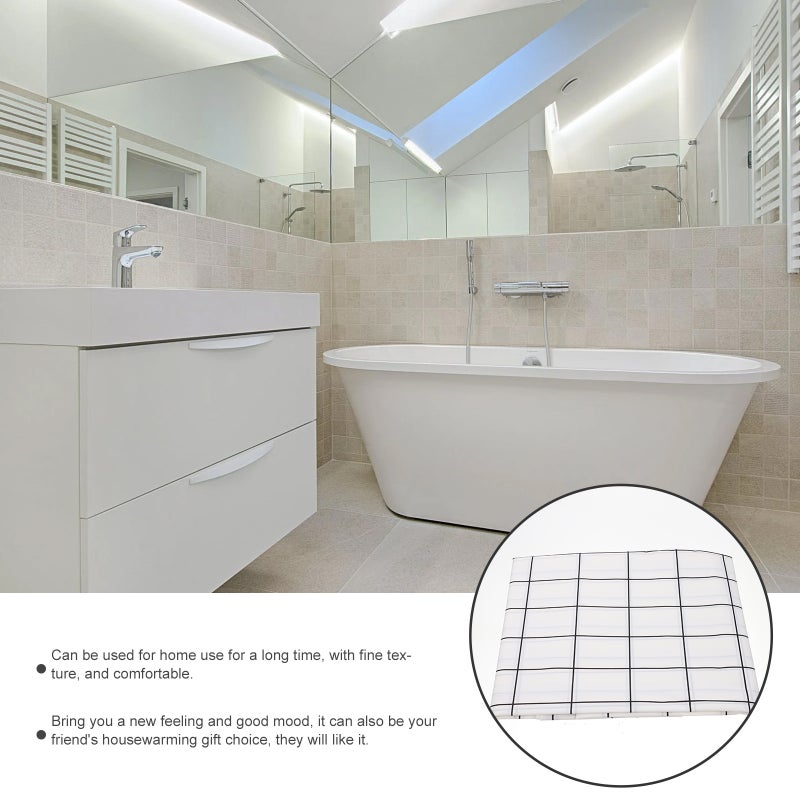 1 Set of Printed Shower Curtain Kit Printed Black and White Grid Shower Curtain Kit - Image 5