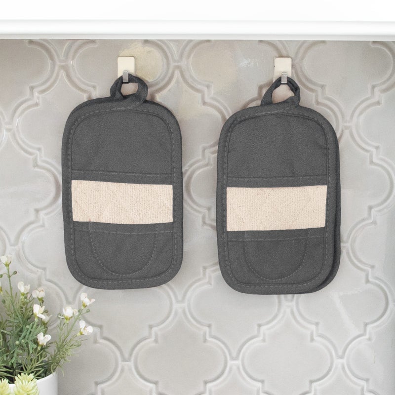 Ritz Premium Pot Holders & Heating Pads (4-Pack)  8.5"" x 5.5""  Heat Resistant  100% Cotton Terry-Looped Pocket  for Kitchen and Barbeque  Graphite - Image 5