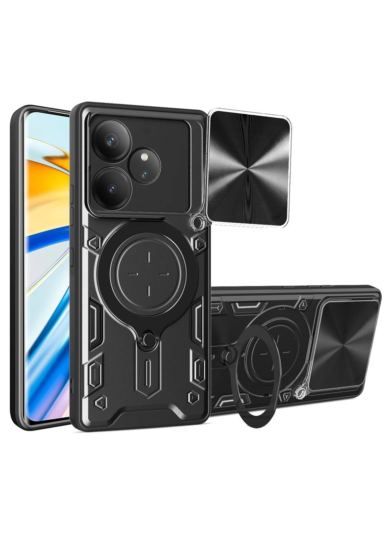 Case Cover Shockproof CD Protective Case with Camera Protection and Metal Ring Compatible with Realme GT 6 / GT 6T/GT Neo 6 / GT Neo 6 SE (Black) - Image 1
