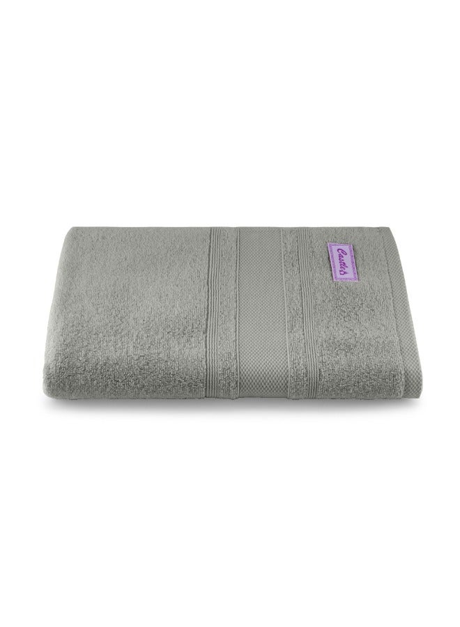 BYFT Home Castle (Grey) Premium Cotton Bath Sheet (90 X 180 Cm-Set Of 1) Highly Absorbent, High Quality Bath Linen With Diamond Dobby 550 Gsm - Image 2