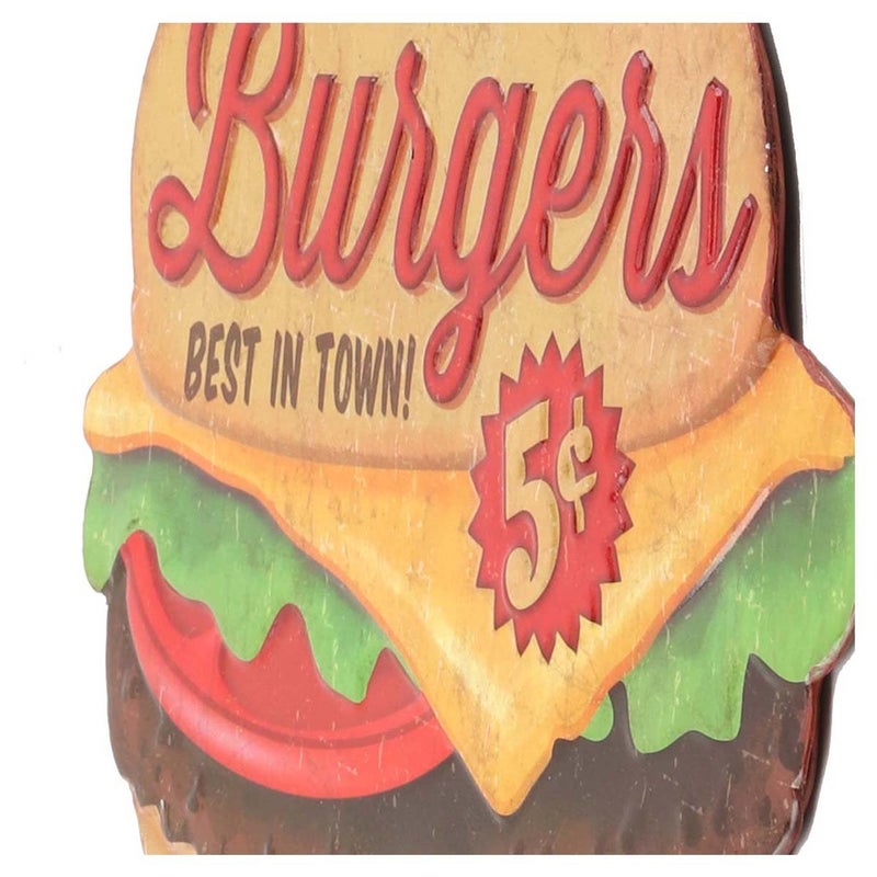 Open Road Brands Enjoy Our Burgers Embossed Metal Sign - Vintage Diner Burgers Sign for Kitchen or Man Cave - Best in Town - Image 4