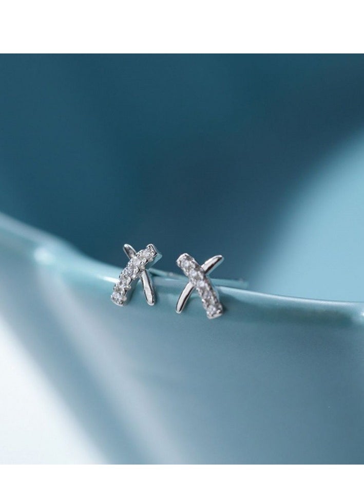 xozgdovg Letter earrings female light luxury high-grade sense zircon fashion earrings  - Image 1